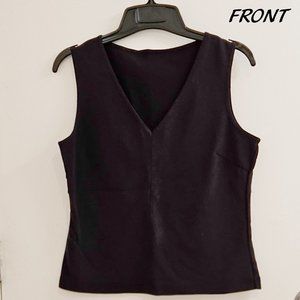 Crop Top, Black, Flattering Sleeveless V-Neck - Size S